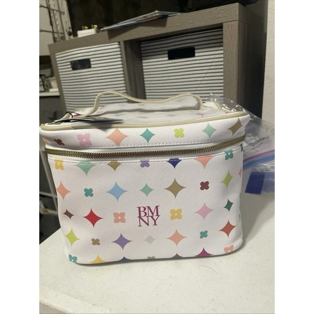 Badgley Mischka Print Vinyl Cosmetic Train / Travel Case / Bag